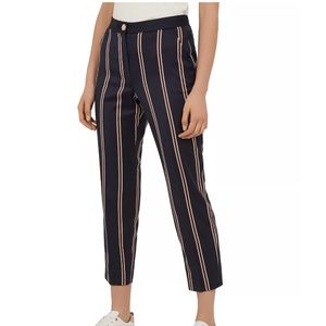 NWT! Ted Baker Haryeet Stripe Tailored Ankle Trousers In Navy